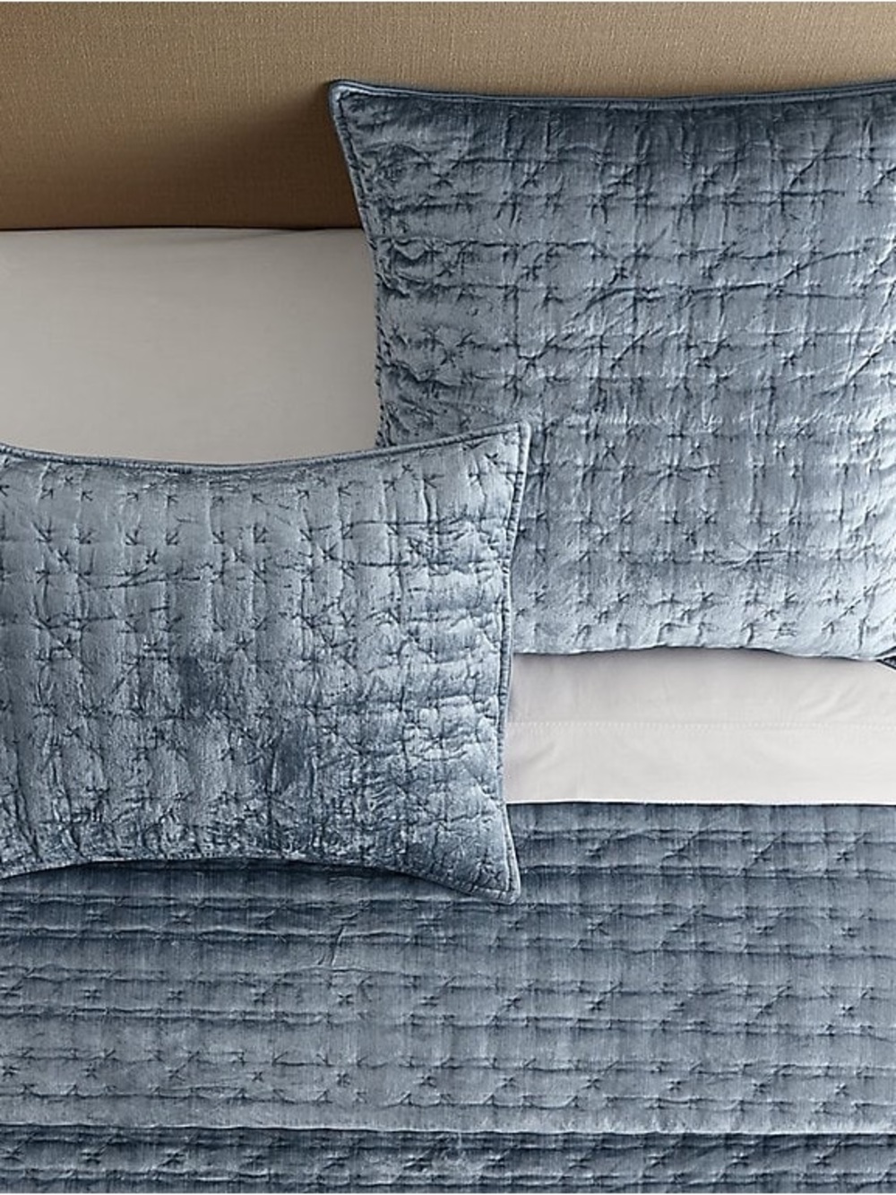 NWT Ballard Designs Margot Slubby Velvet Quilted Euro Sham-Set of Two